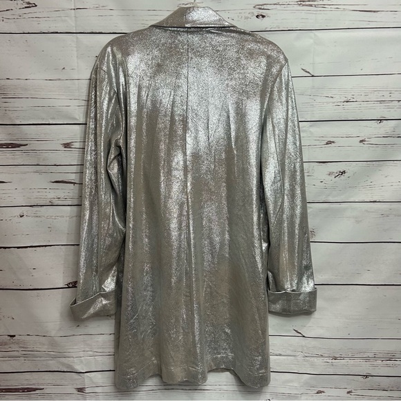 Zara Basic Collection Shimmery Over-Sized Jacket Sz XS Suede Like Metallic - Picture 6 of 9